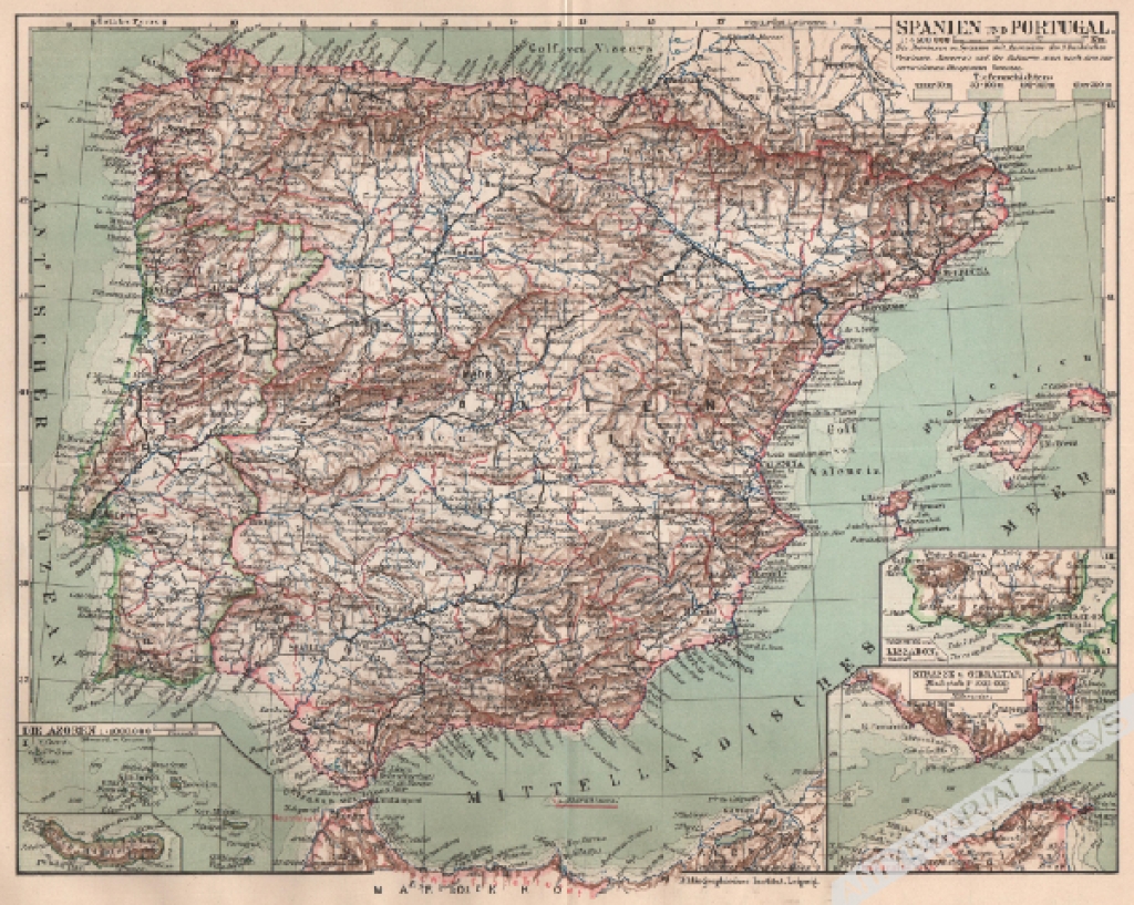 [mapa, 1909] Spanien und Portugal [Hiszpania i Portugalia]
