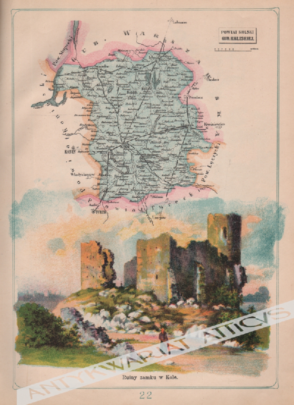 [mapa, 1907] Powiat Kolski Gub. Kaliskiej