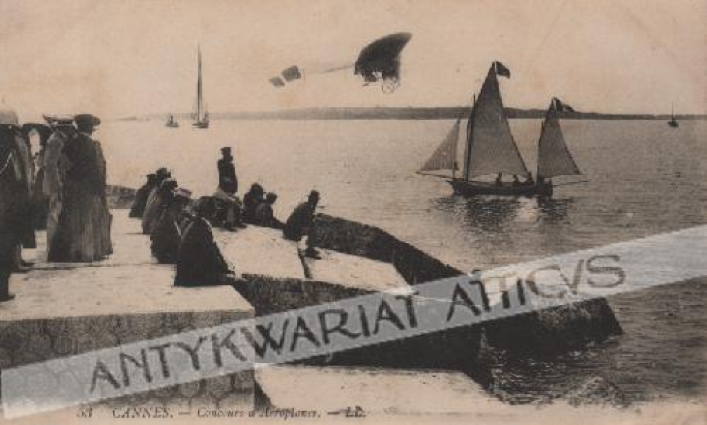 [pocztówka, ok. 1905] Cannes - Concours d' Areoplanes [pokazy pierwszych aparatów latających]