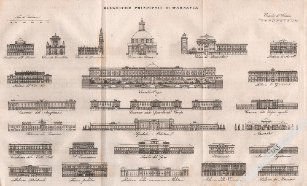 [rycina, 1831] Fabbriche principali di Warsavia [Najważniejsze budowle Warszawy]