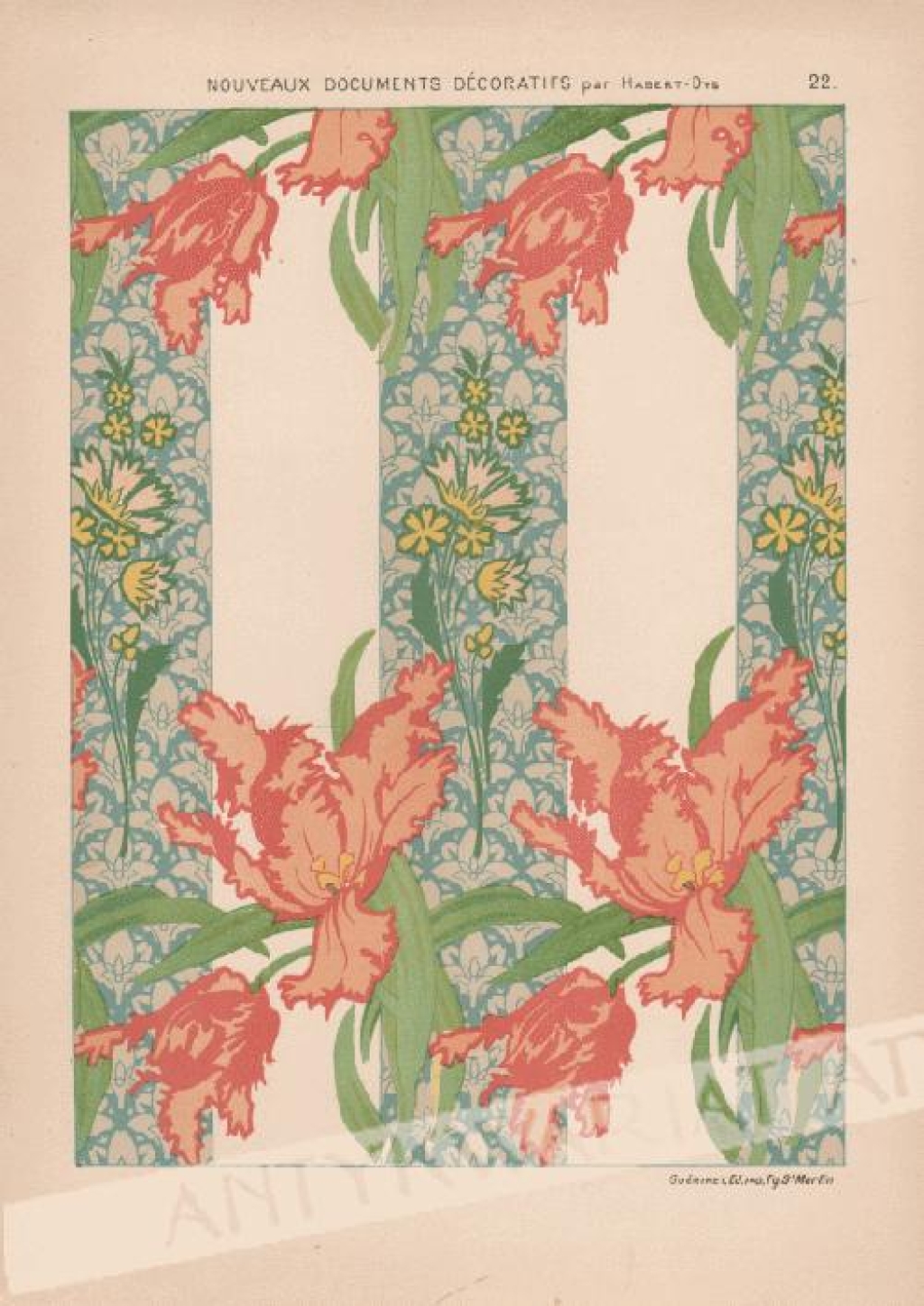 [rycina, ok.1900] Tenture, tulipes  [secesyjny wzór dekoracyjny]
