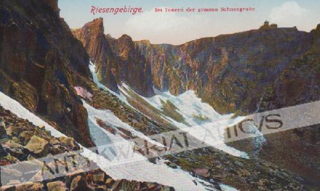 [pocztówka] Riesengebirge. Im Innern der grossen Schneegrube [Śnieżne Kotły]