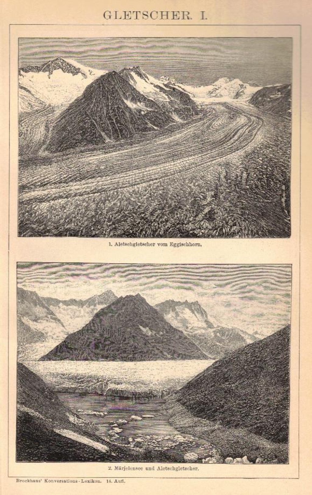 [rycina, ok. 1895] Gletscher I-II [lodowce]