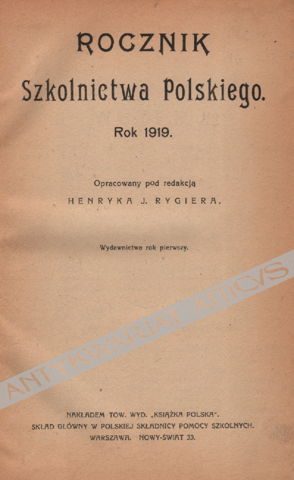 Rocznik Szkolnictwa Polskiego. Rok 1919