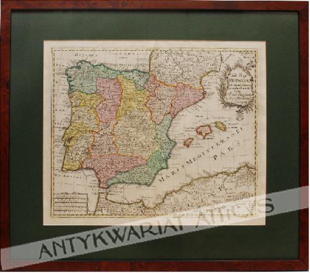 [mapa Hiszpanii i Portugalii, 1760] Tab. Geogr. Hispaniae ad emendiantora exempla adhuc etita jussu Acad. Reg. Scient. et eleg. Litter. Boruss. descripta
