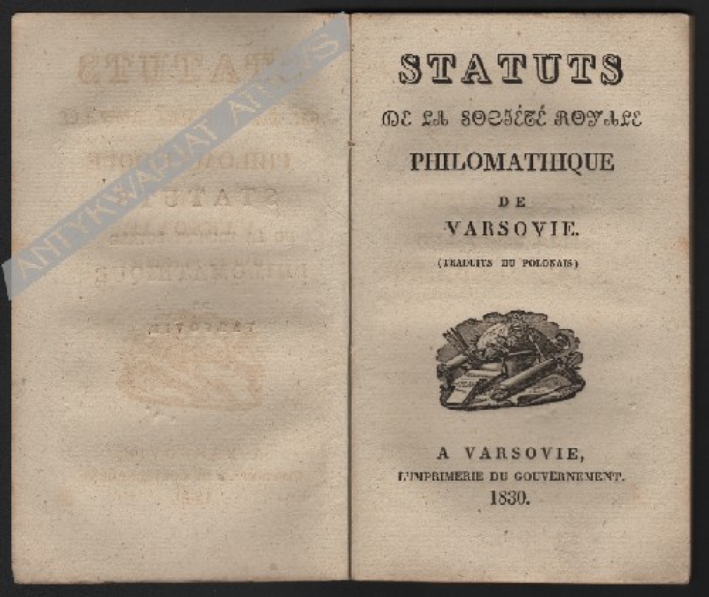 Status de la Societe Royale Philomathique de Varsovie
