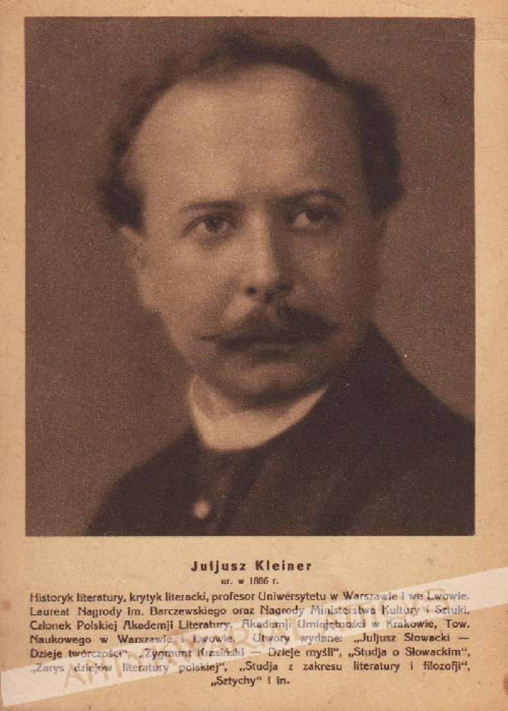 [pocztówka, 1933] Juljusz Kleiner