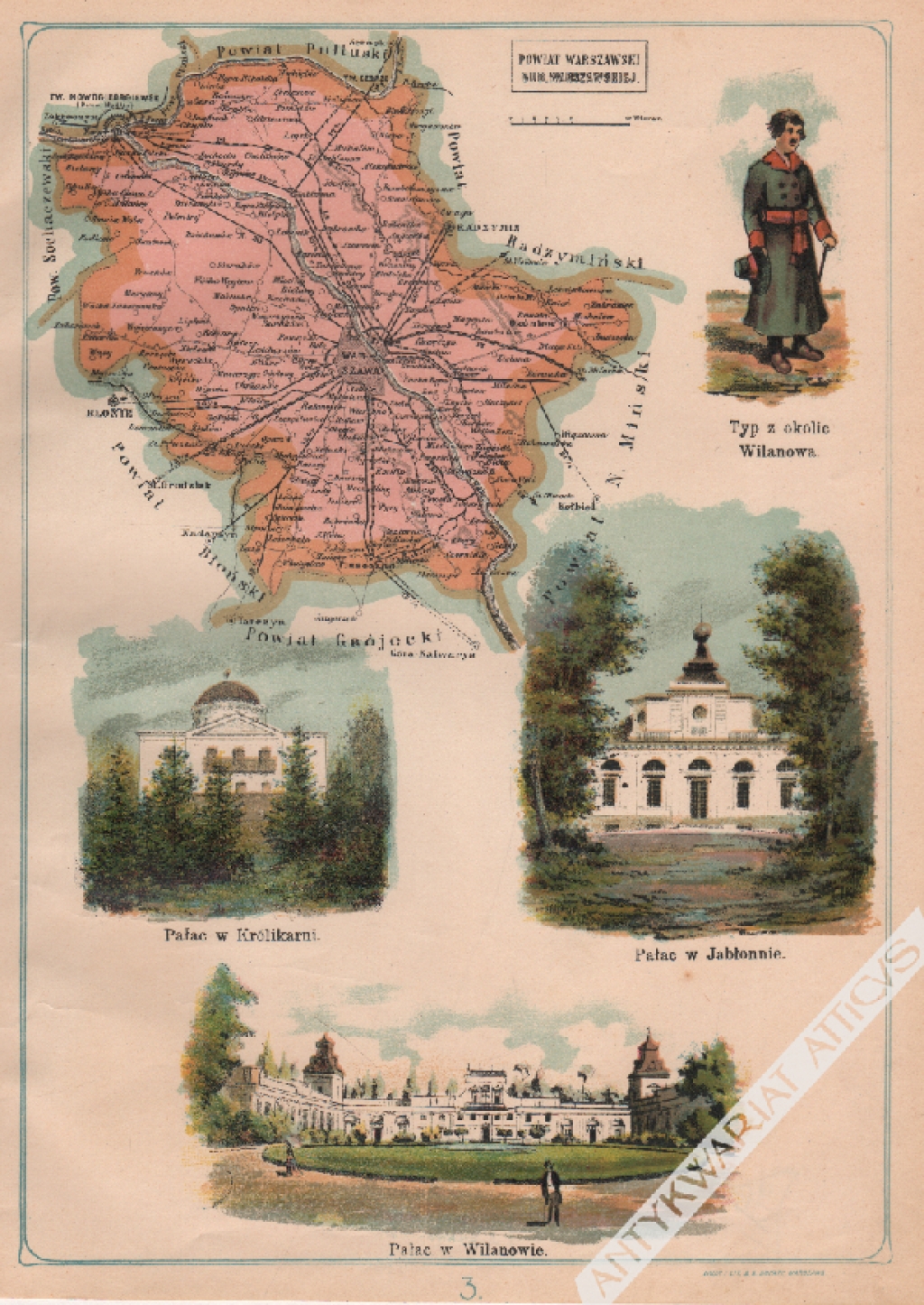 [mapa, 1907] Powiat Warszawski Guberni Warszawskiej