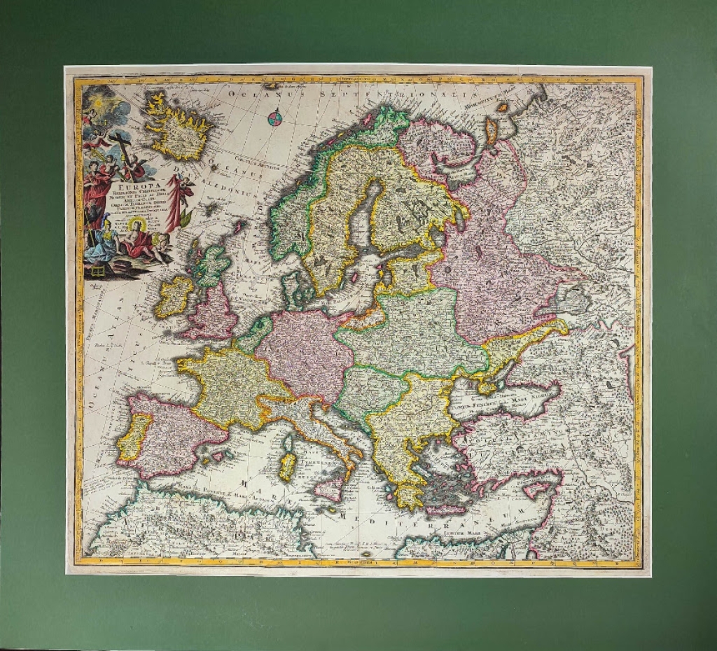 [mapa, Europa, ok. 1735] EUROPA RELIGIONIS CHRISTIANAE MORUM ET PACIS AC BELLI ARTIUM CULTU OMNIUM TERRARUM ORBIS...
