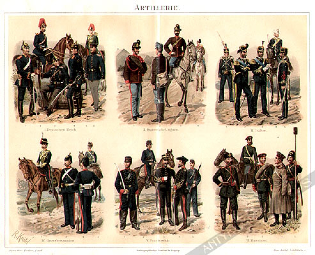 [rycina, 1895] Artillerie [artyleria - mundury wojskowe]