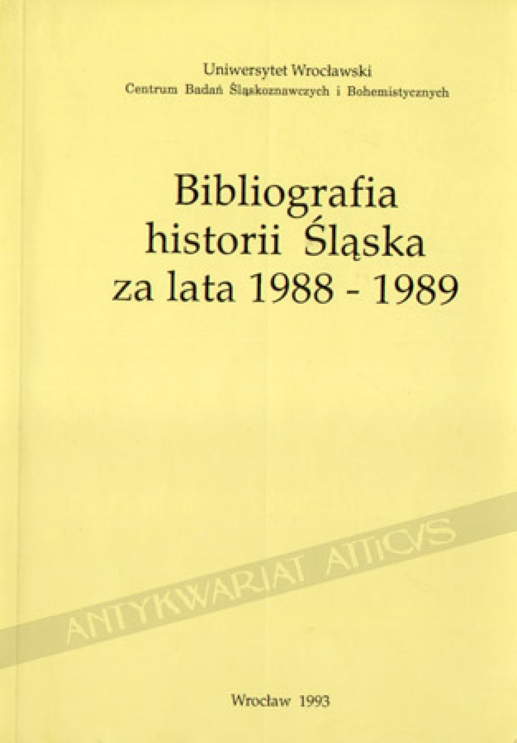 Bibliografia historii Śląska za lata 1988-1989