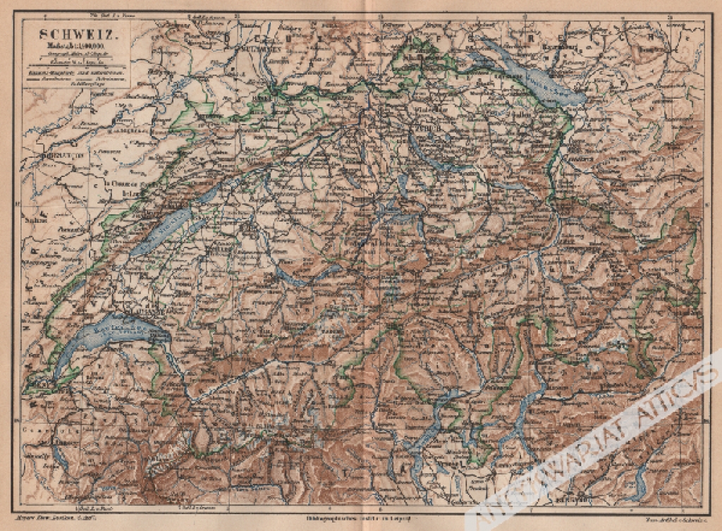 [mapa, 1878] Schweiz [Szwajcaria] 