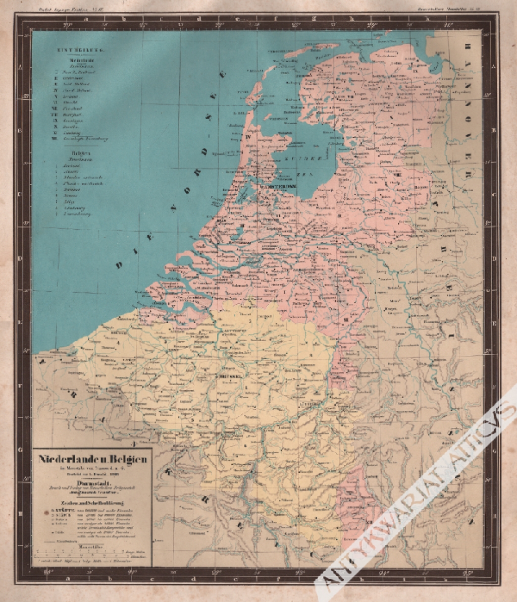 [mapa, 1848] Niederlande u. Belgien  [Holandia i Belgia]