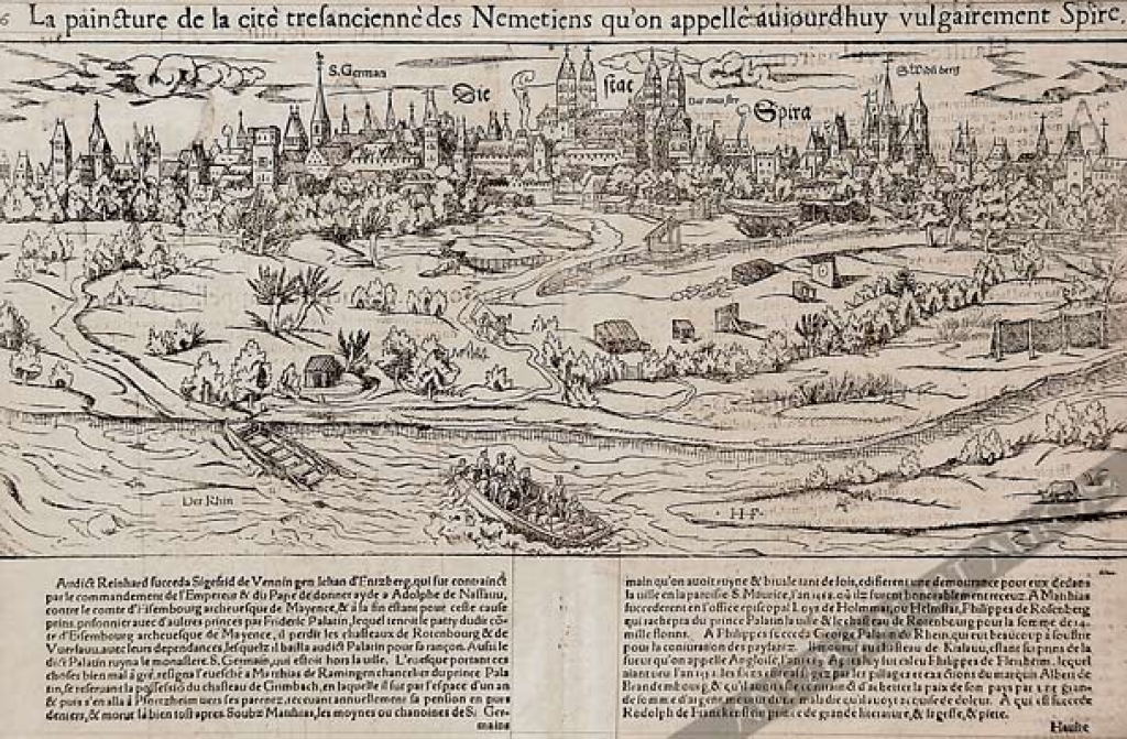 [Spira - widok, ok. 1560] La paincture de la cite tresancienne des Nemetiens qu'on auiourdhuy vulgairement Spire