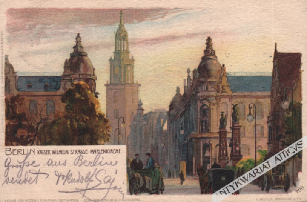 [pocztówka, ok. 1901] Berlin. Kaiser Wilhelm Strasse Marienkirche