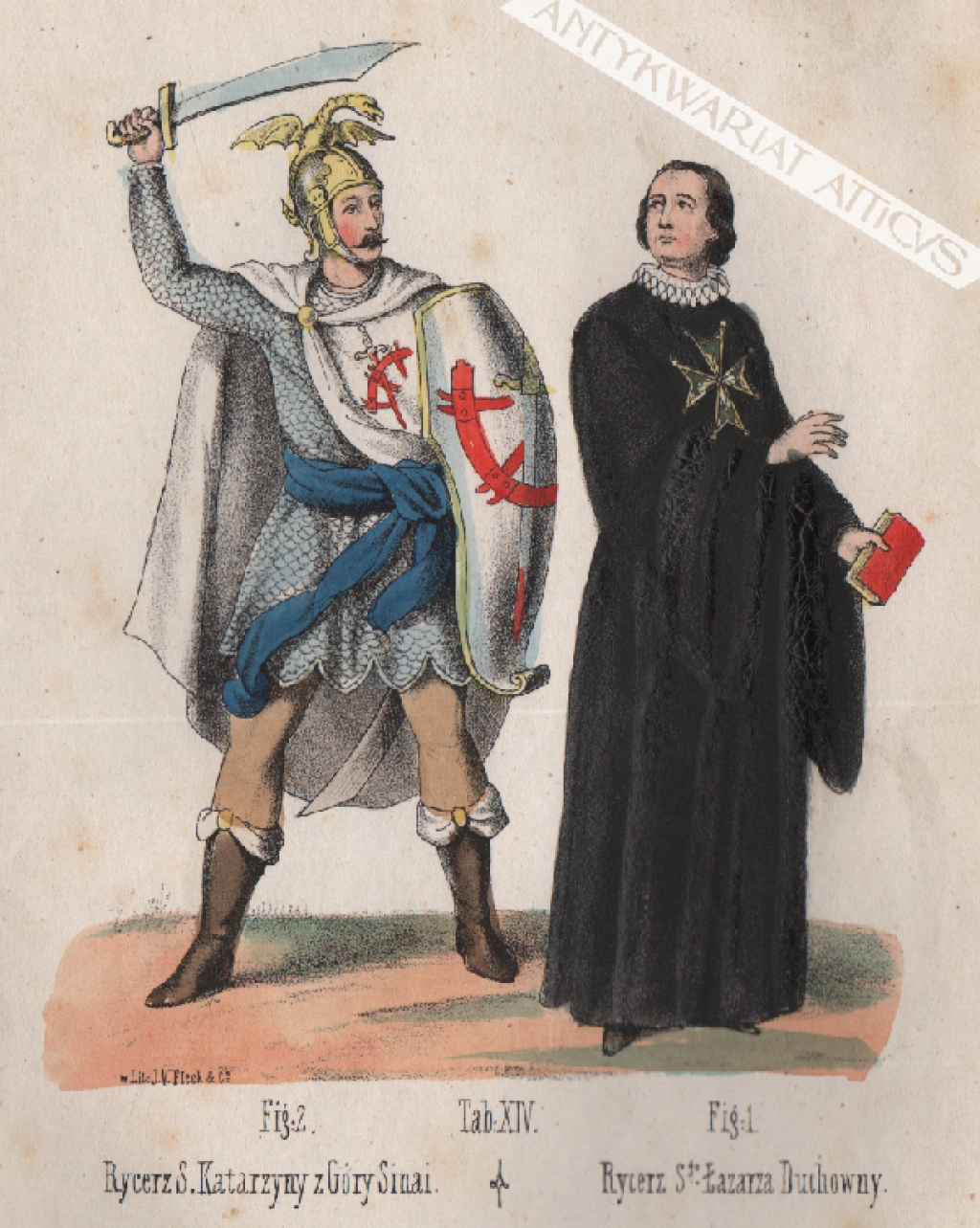 [rycina, ok. 1848] Rycerz Ś. Katarzyny z Góry Sinai. Rycerz Śgo Łazarza Duchowny