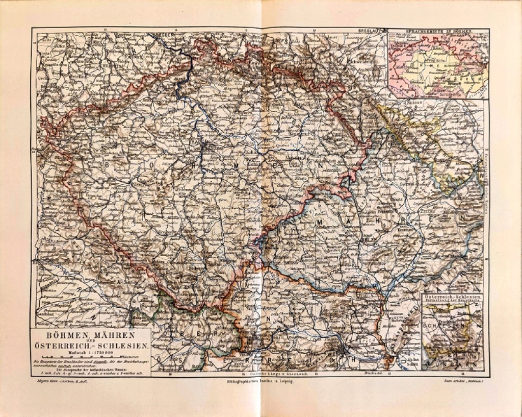 [mapa, ok. 1906] Bohmen, Mahren und Ostereich.-Schlesien.  [Czechy, Morawy i Śląsk Austriacki]