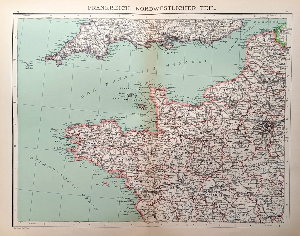 [mapa, 1900] Frankreich. Nordwestlicher Teil [Francja. Część północno-zachodnia]