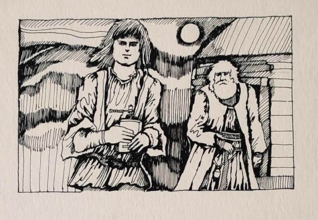 [rysunek, 1974]  Projekt ilustracji do Legendy o czarodziejskim młynku z Wieliczki W. Chotomskiej