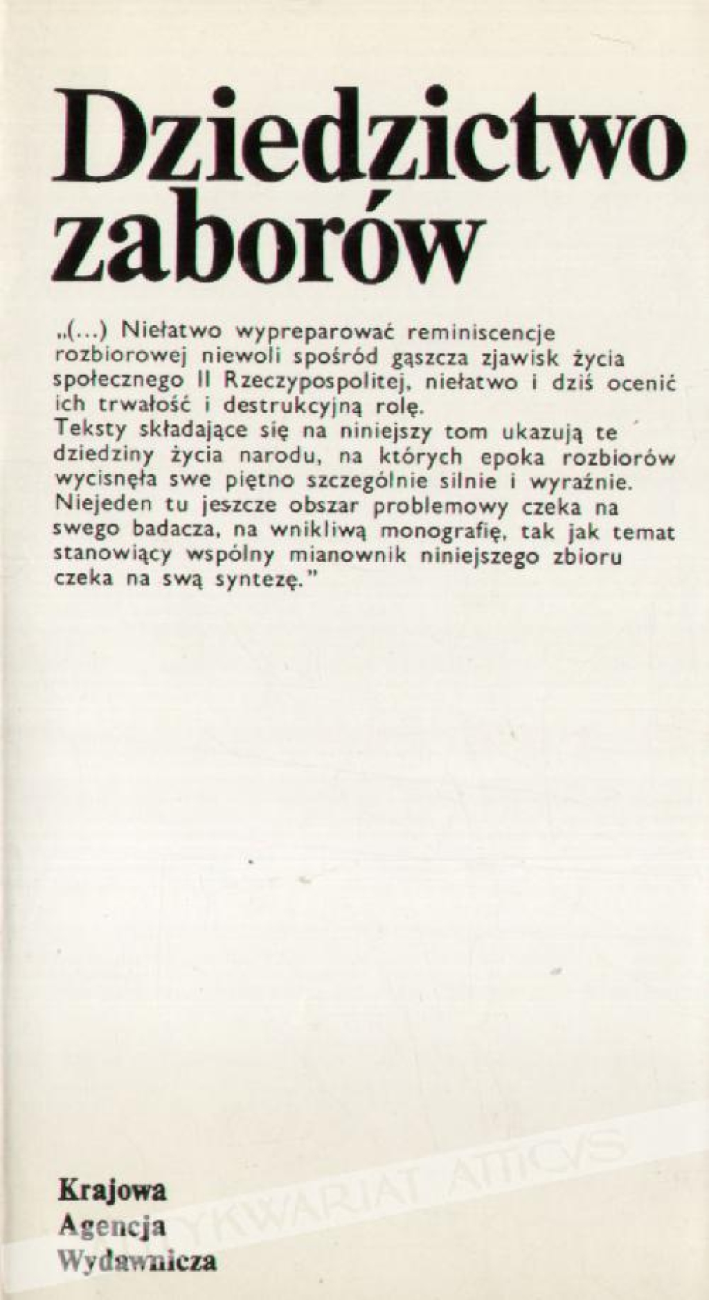 Dziedzictwo zaborów [praca zbiorowa]