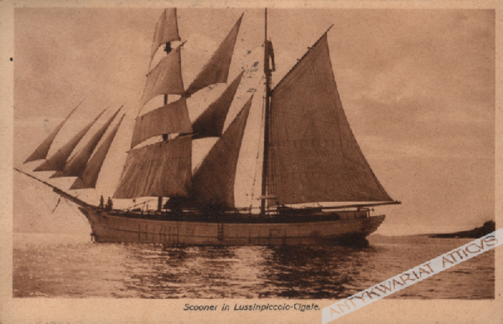 [pocztówka, ok. 1912] [Żaglowiec] Scooner in Lussinpiccolo-Cigale