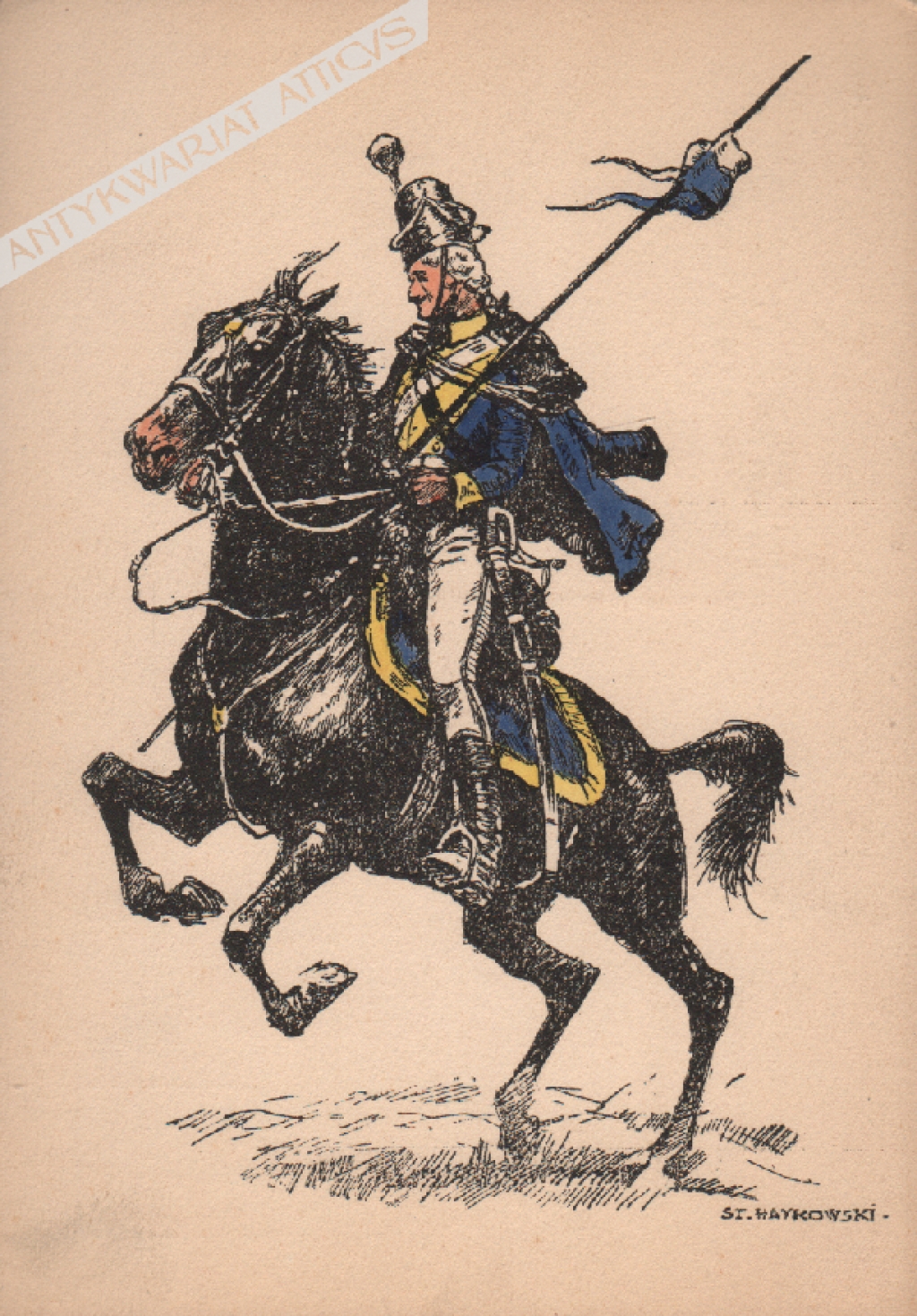 [pocztówka, ok. 1935] Szeregowy regimentu kawalerii wojsk polsko-litewskich (rok 1792)