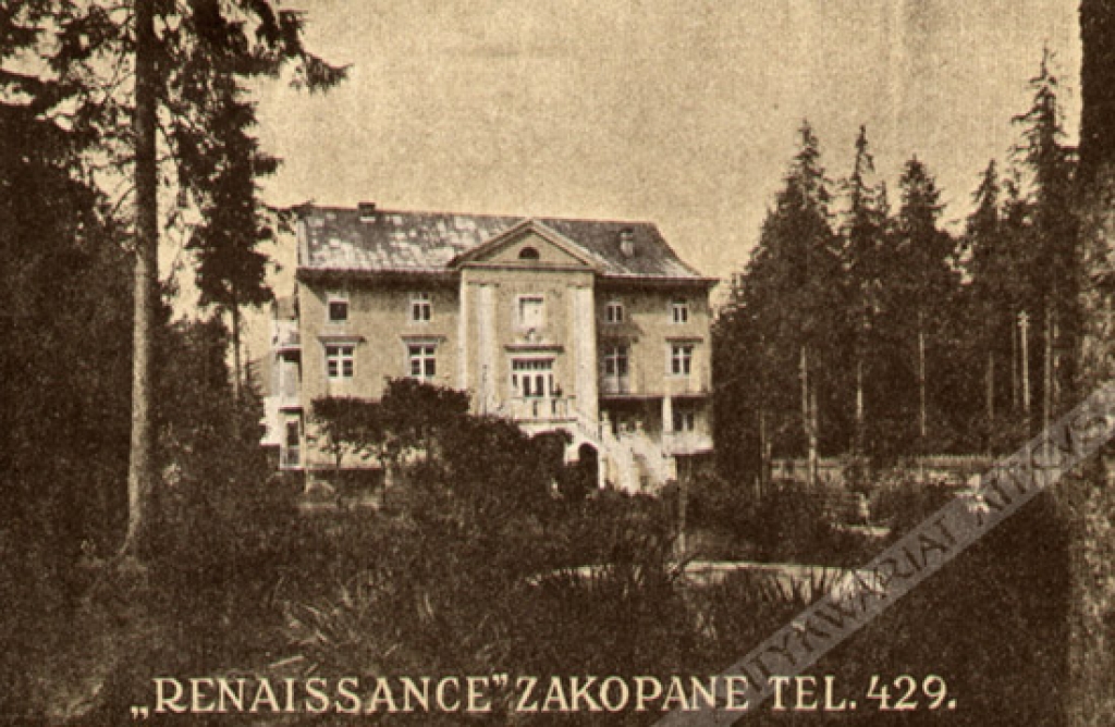 [pocztówka, ok. 1935] Renaissance Zakopane. Tel. 429.