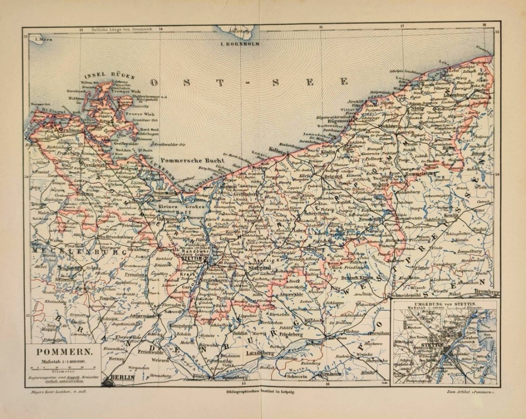 [mapa, ok. 1887] Pommern [Pomorze]