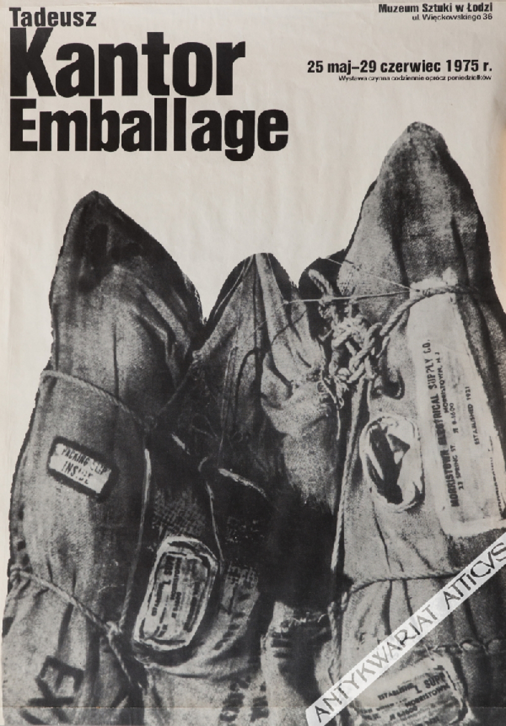 [plakat, 1975] Tadeusz Kantor Emballage. Muzeum Sztuki w Łodzi 25 maj-29 czerwiec 1975