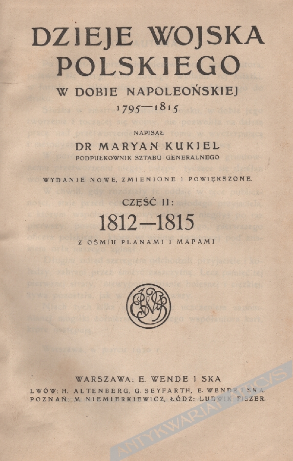 Dzieje Wojska Polskiego w dobie napoleońskiej 1795-1815, t. II: 1812-1815