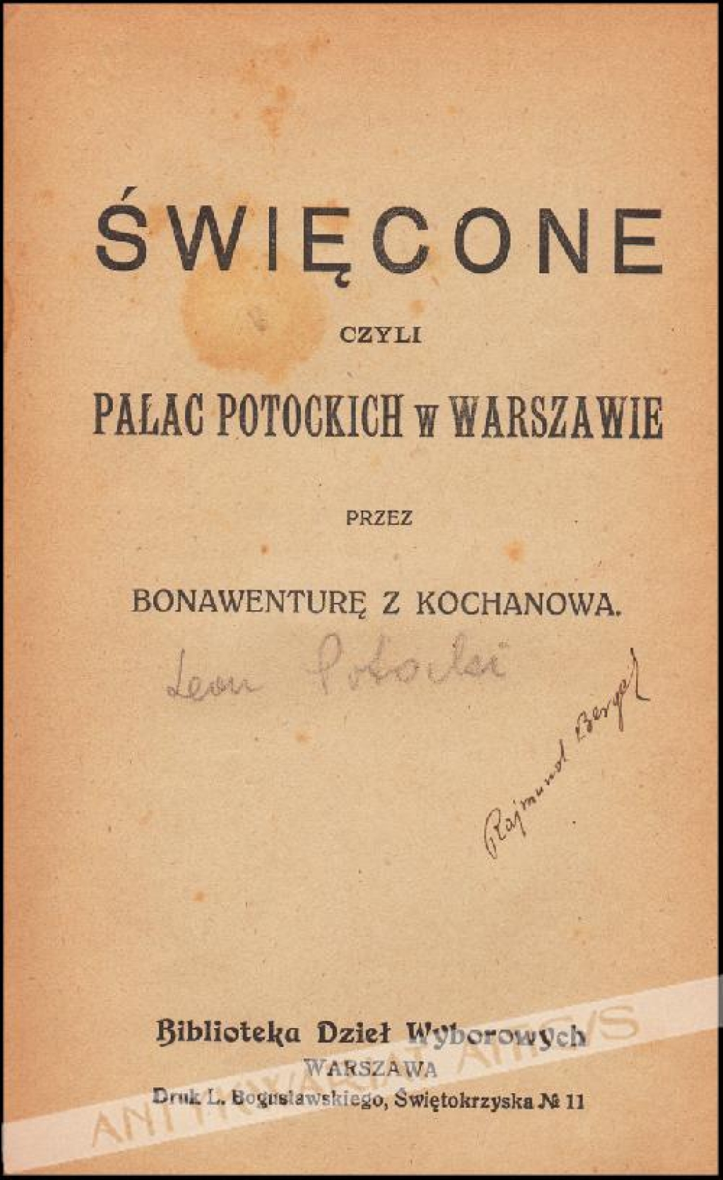 Święcone czyli Pałac Potockich w Warszawie