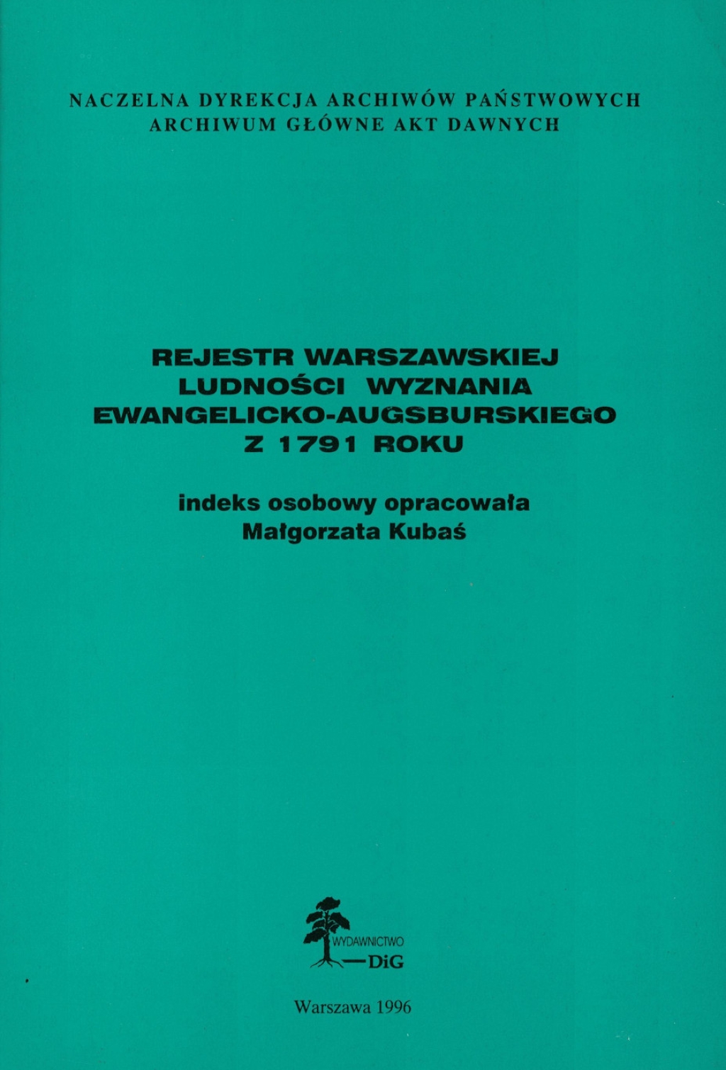 Rejestr warszawskiej ludności wyznania ewangelicko-augsburskiego z 1791 roku
