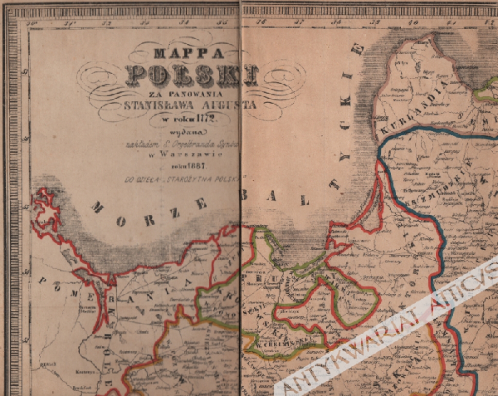 [mapa, Polska, 1887] Mappa Polski za panowania Stanisława Augusta w roku 1772 wydana do dzieła "Starożytna Polska"