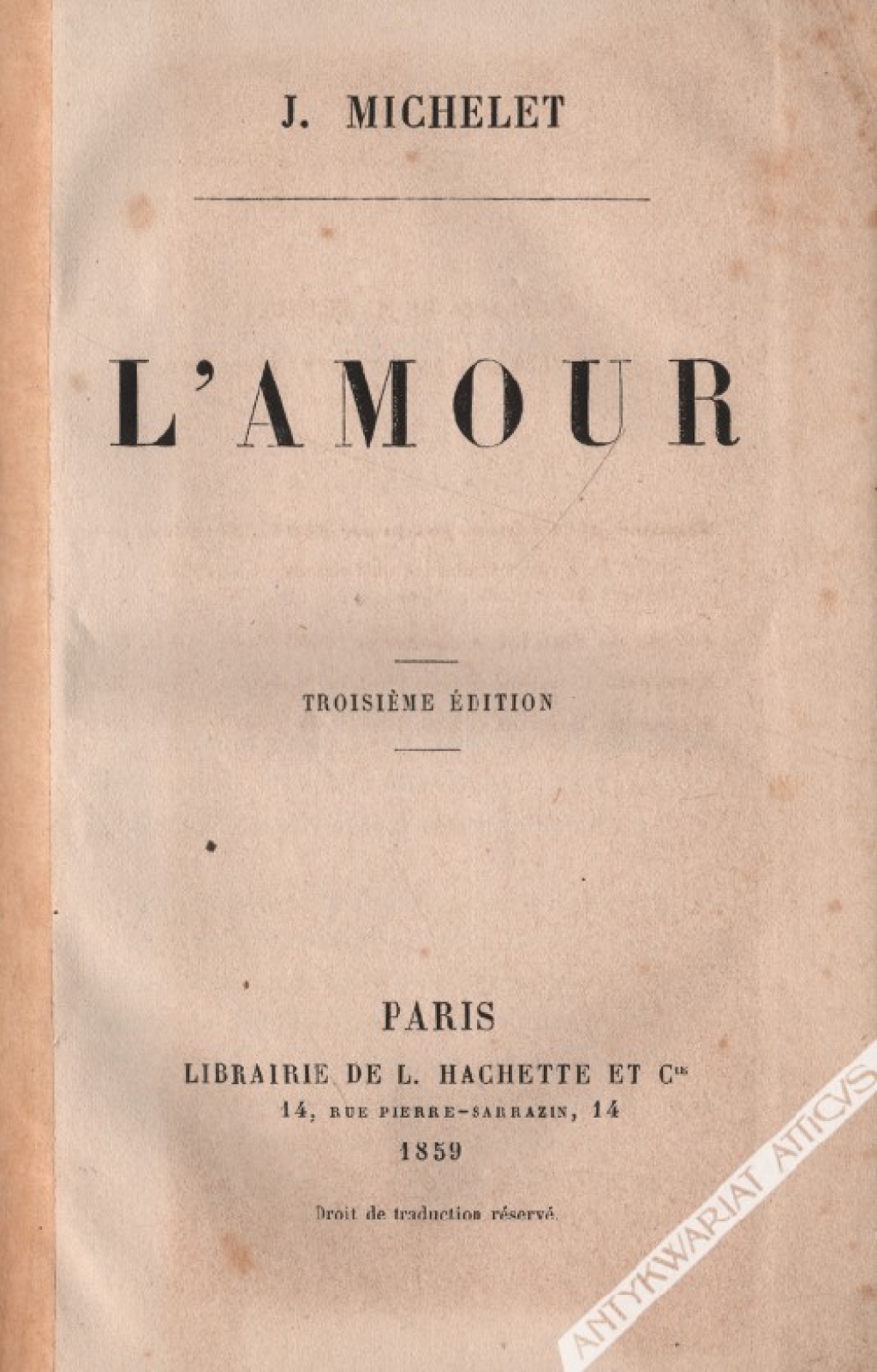 L'amour [egz. z księgozbioru Jerzego Łojka]