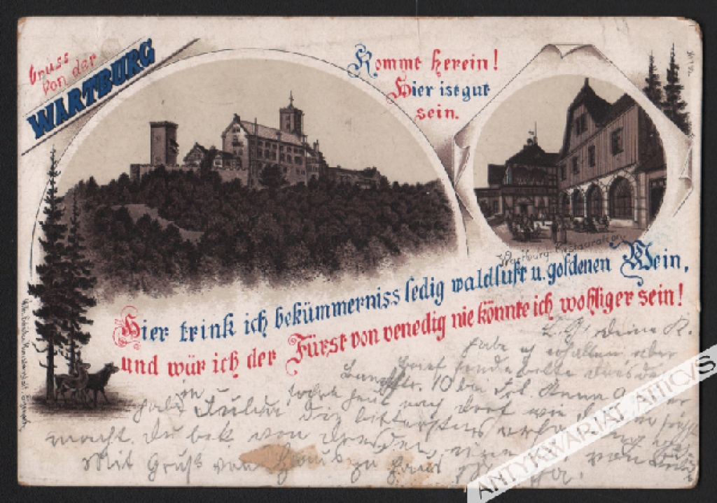 [pocztówka, 1901] Gruss von der Wartburg [zamek w Wartburgu]