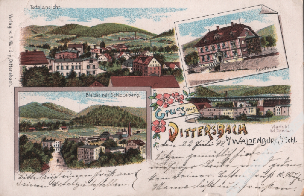 [pocztówka, 1899] [Wałbrzych] Gruss aus Dittersbach b. Waldenburg i. Schl.