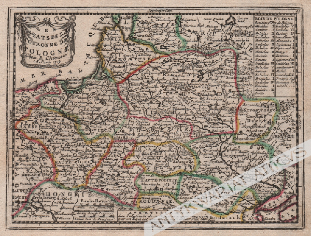 [mapa, Polska, 1719] Les estats de la Couronne de Pologne