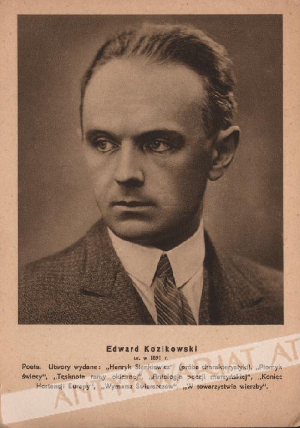 [pocztówka, 1933] Edward Kozikowski