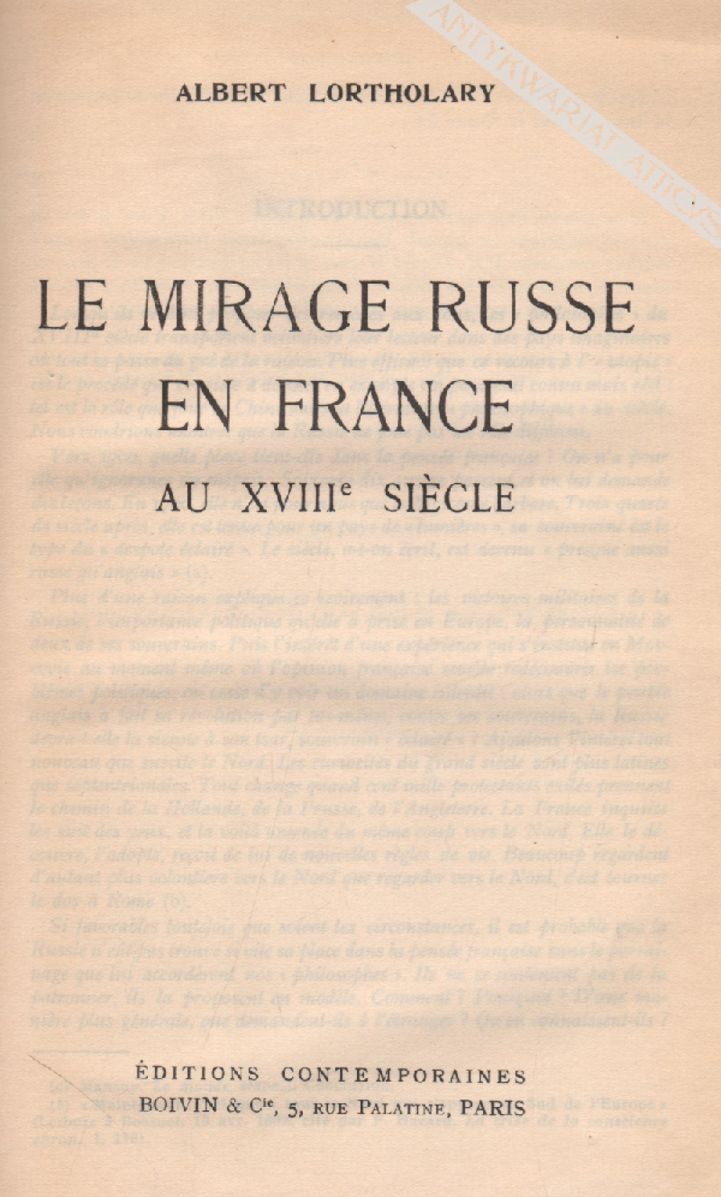 Le mirage russe en France au XVIIIe siecle [egz. z księgozbioru J. Łojka]