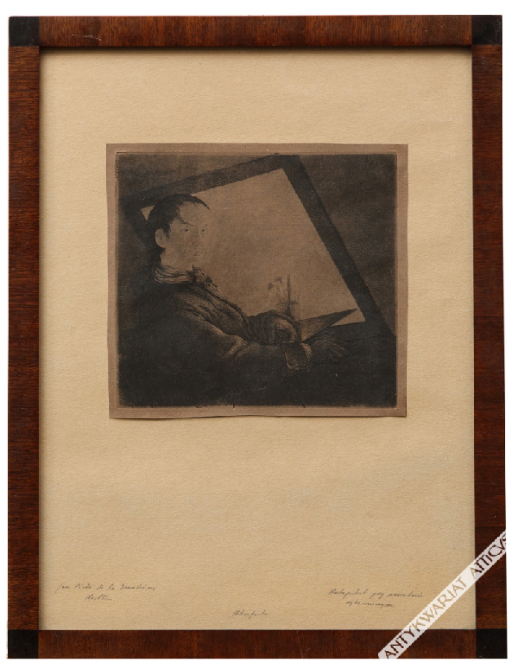 [grafika, ok. 1780] Autoportret przy warsztacie rytowniczym