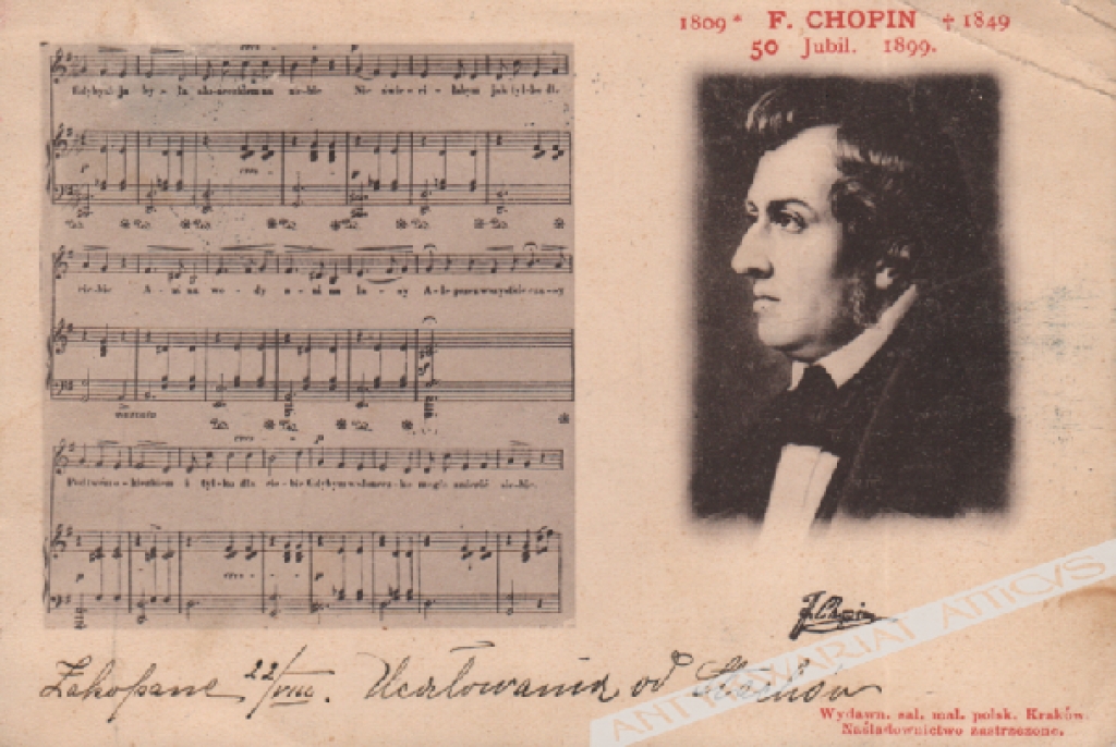[pocztówka, 1899] F. Chopin 1809-1849. 50 Jubil. 1899.