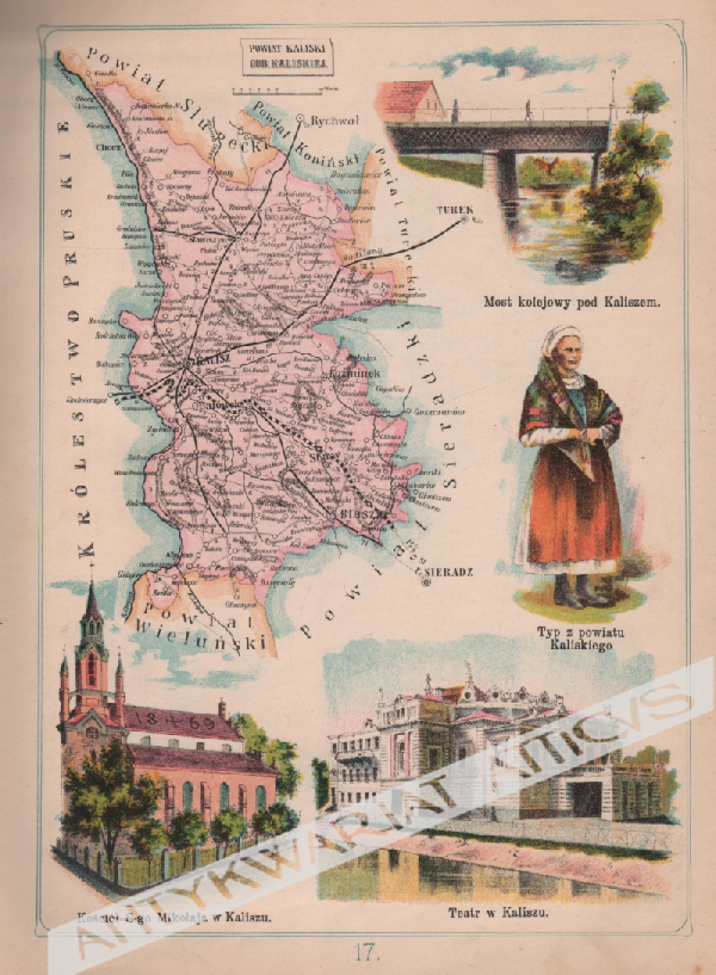 [mapa, 1907] Powiat Kaliski Gub. Kaliskiej