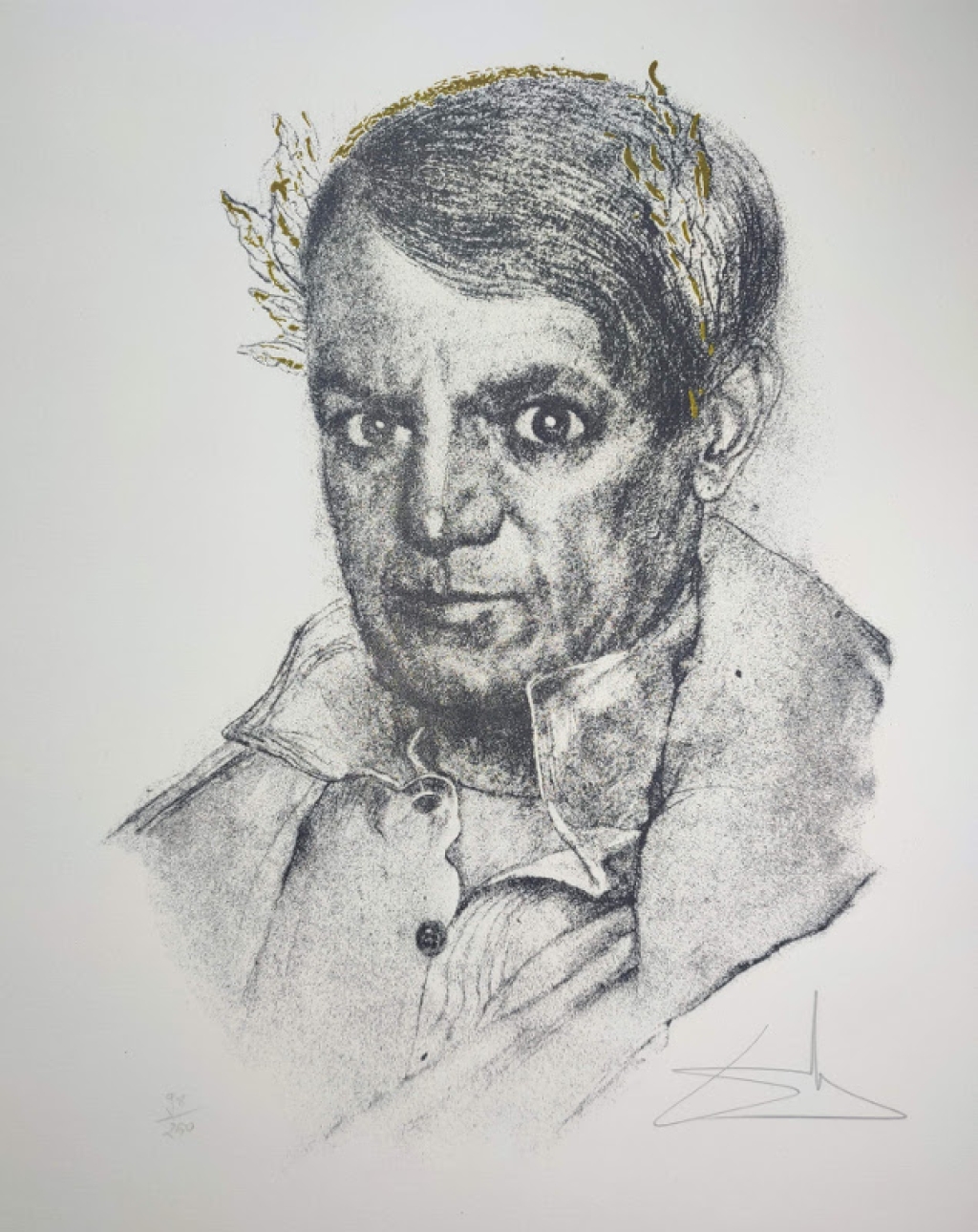 [grafika, 1970] "Moi aussi, j'ai connu l'Empereur" (portrait de Picasso/homage a Pablo Picasso) [tłum. "Ja też znałem Cesarza" (portret Picassa/W hołdzie Pablowi Picasso]