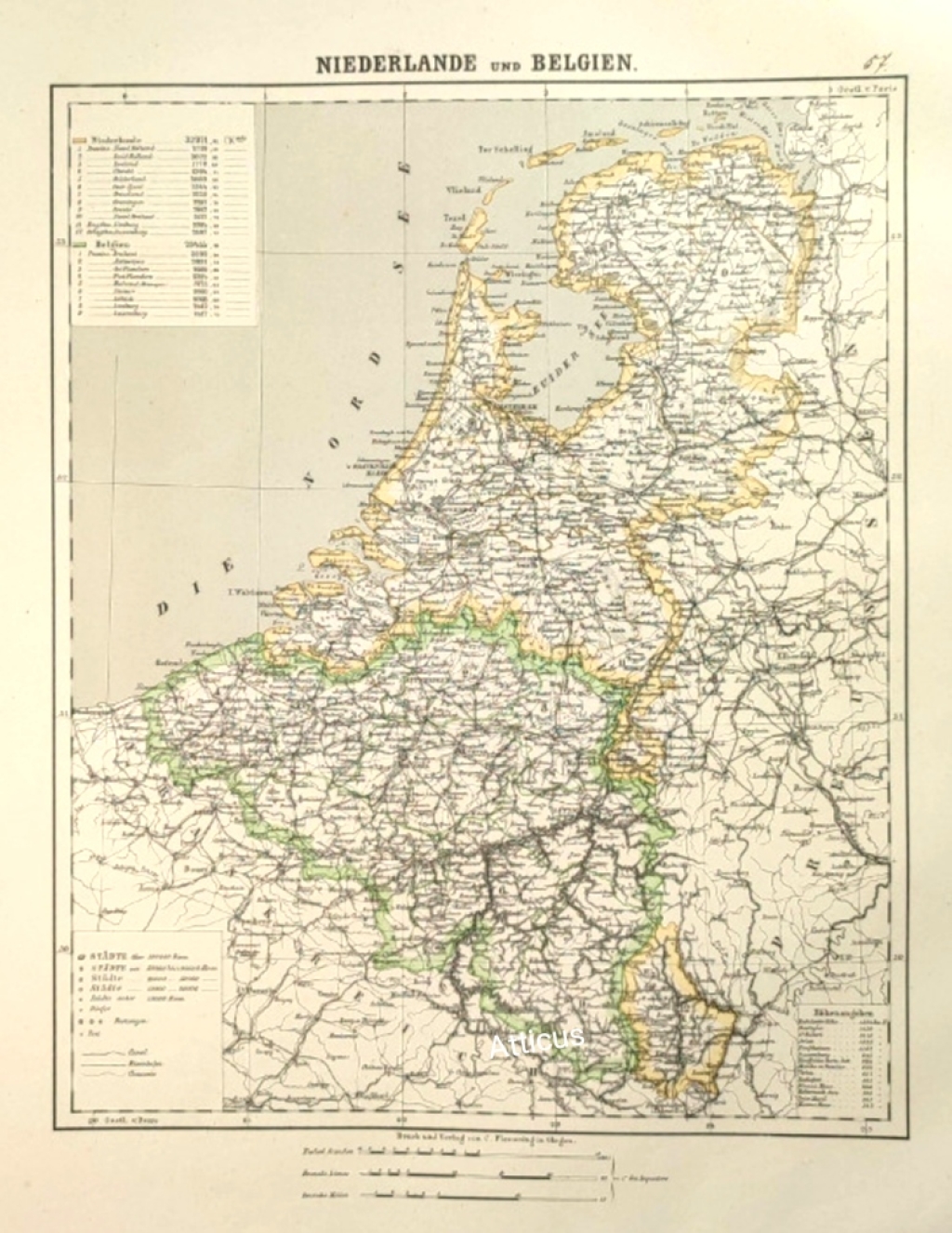 [mapa, 1879] Niederlande und Belgien [Holandia, Belgia, Luksemburg]