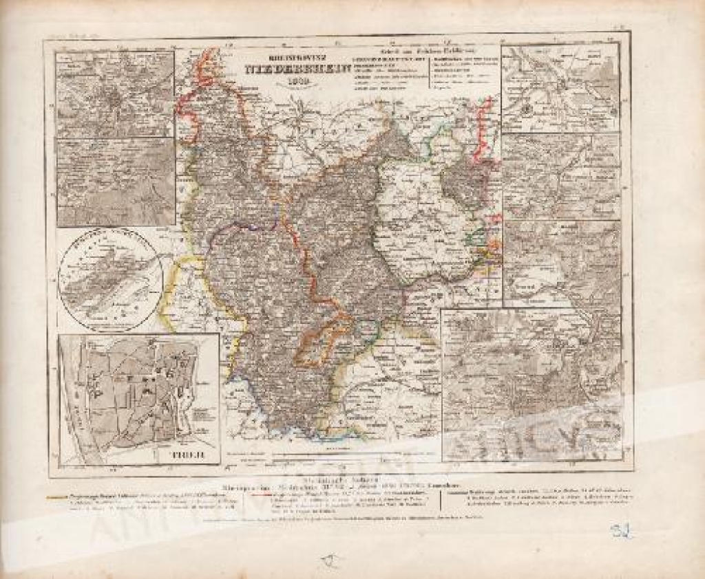 [mapa, Nadrenia-Palatynat 1849] Rheinprovinz Niederrhein.