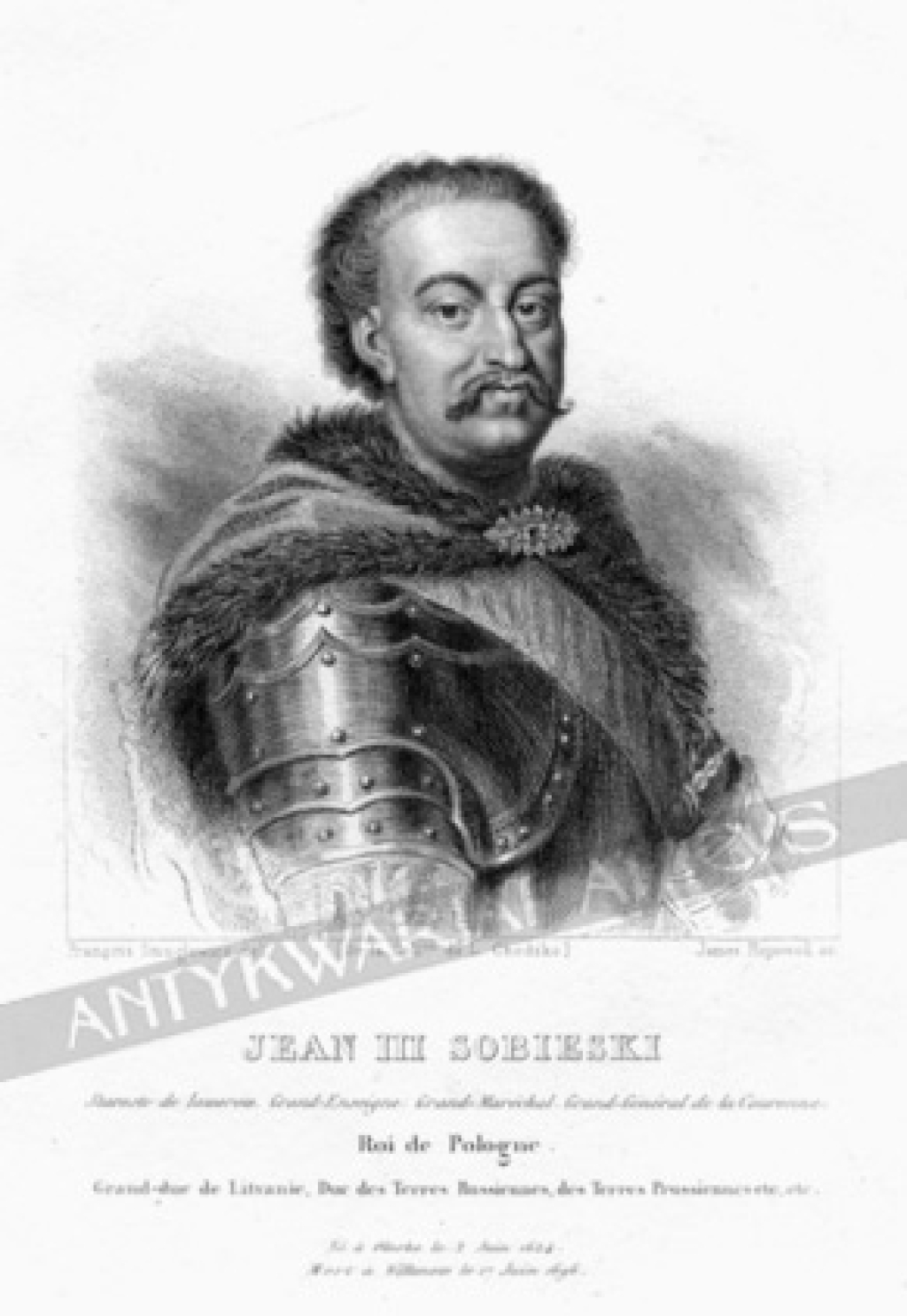 [rycina, ok. 1840] Jean III SobieskiRoi de Pologne. Grand-due de Lituanie, Due des Terres Russiennes, des Terres Prussiennes etc.