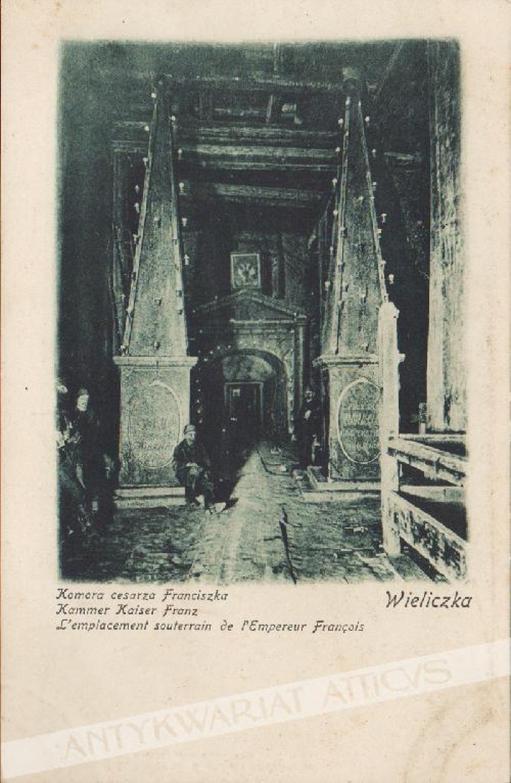 [pocztówka ok. 1900] Wieliczka, Komora cesarza FranciszkaKammer Kaiser FranzL\'emplacement souterrain de l\'Empereur Francois