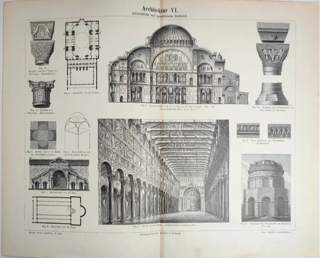 [rycina 1896] Architektur VI: Altchristlische und byzantinische Baukunst [architektura starochrześcijańska i bizantyńska]