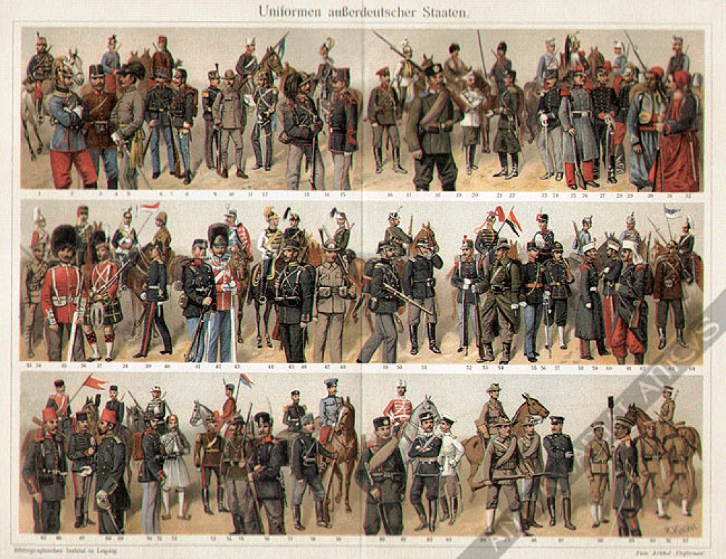 [rycina, 1908] Uniformen ausserdeutscher Staaten [mundury wojskowe]