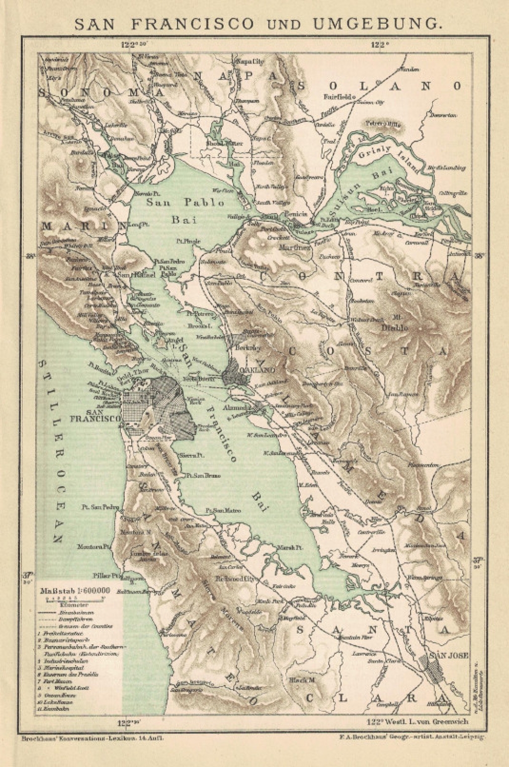 [mapa, ok.1895] San Francisco und Umgebung [San Francisco i okolice]
